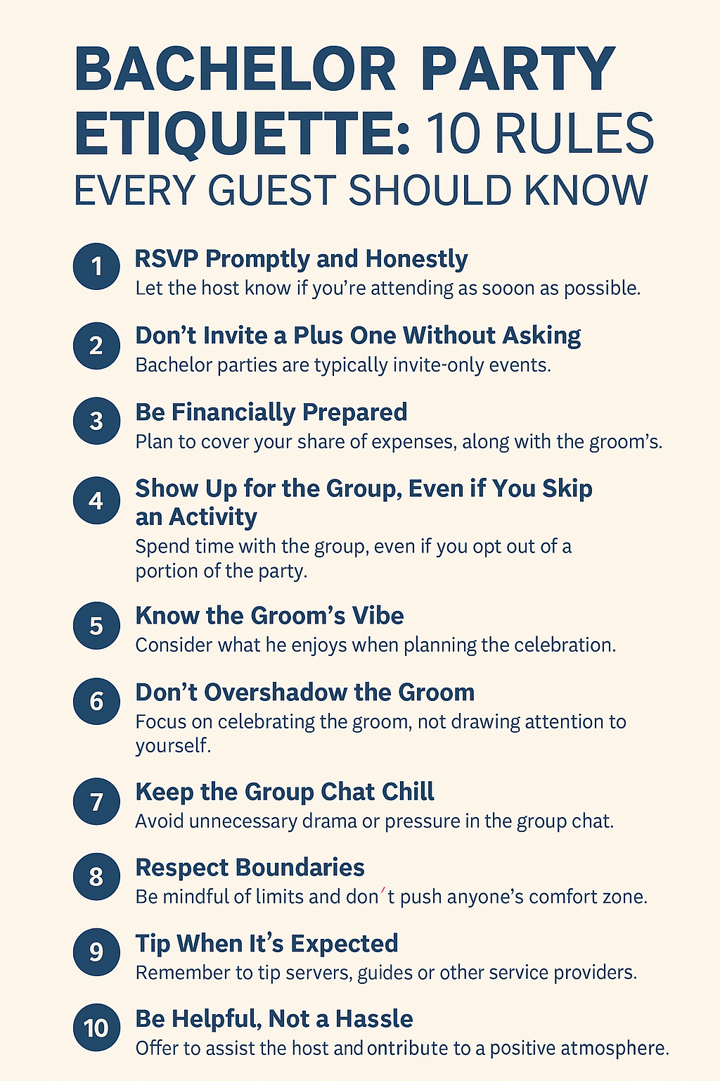 Bachelor Party Etiquette Rules Infographic